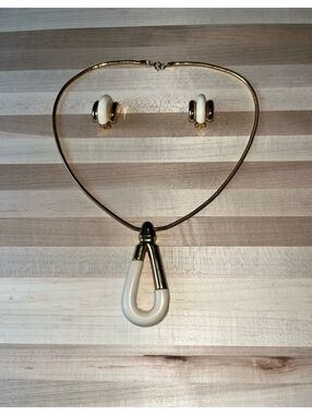 Vintage Gold /Ivory Christian Dior Necklace and Earrings Set